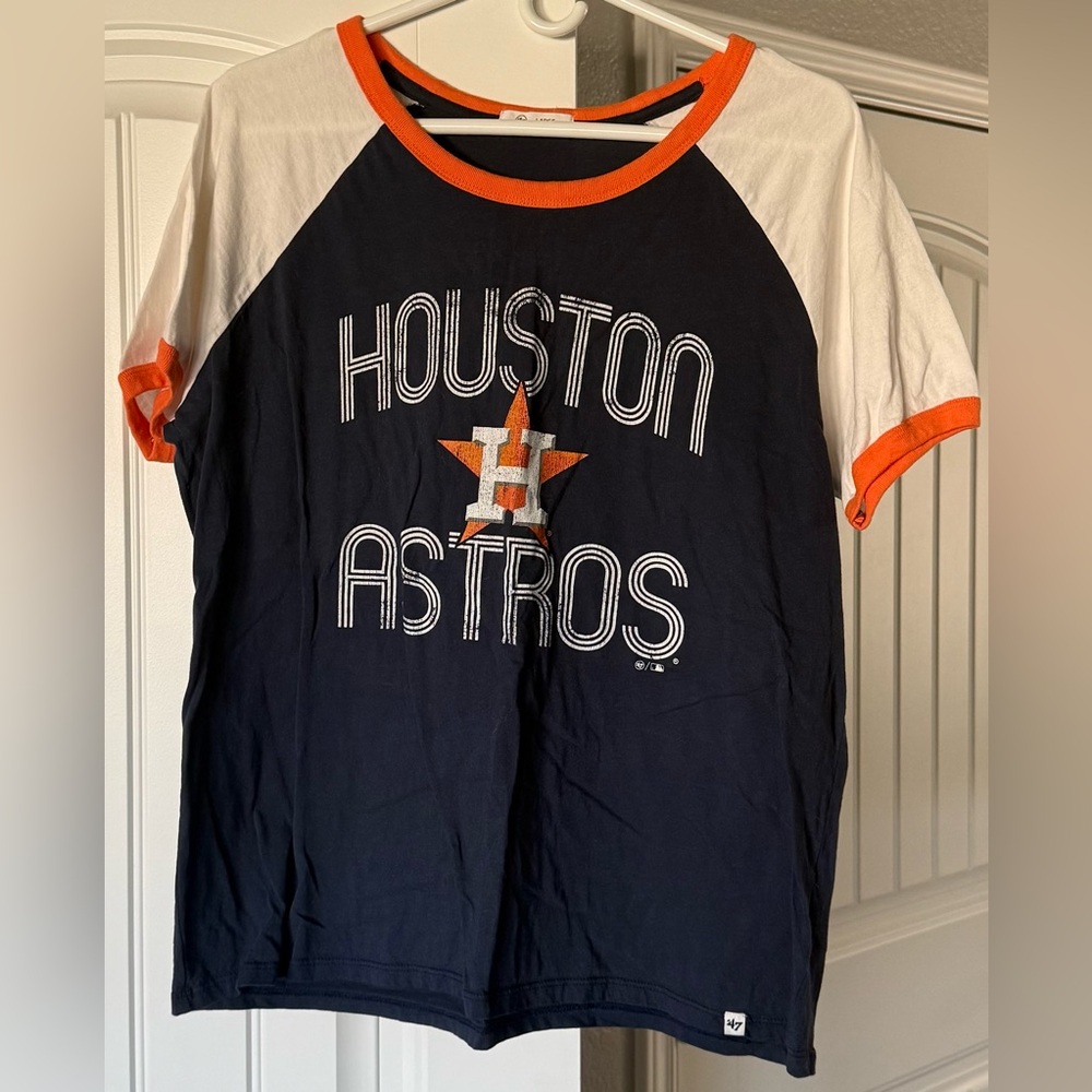 47 Brand Houston Astros Navy, White & Orange Raglan Tee
